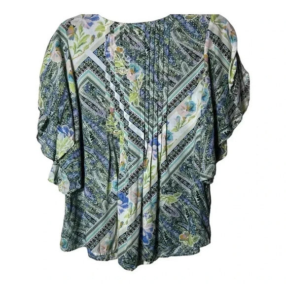 1839. ANTHROPOLOGIE MAEVE FLORAL FLUTTERED MAYA TOPβ SIZE 0 MULTICOLORED FLOWY - Picture 10 of 10